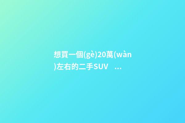 想買一個(gè)20萬(wàn)左右的二手SUV，能推薦一下嗎？